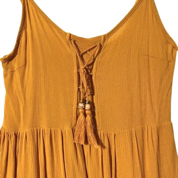Taylor & Sage Sun Dress XS Extra Spaghetti Straps Mustard Yellow Crinkle Fabric - Picture 5 of 7